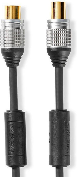 Nedis Coaxkabel - Coax Male naar Coax Female - Verguld - 75 Ohm - Dubbel Afgeschermd - 2.50 m - Antraciet