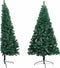 vidaXL - Kunstkerstboom - met - verlichting - en - kerstballen - half - 210 - cm - groen