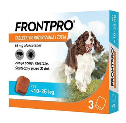 FRONTPRO Flea and Tick Tablets for Dogs (>10-25 kg) – 3x 68 mg