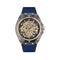 Police Blauw Siliconen Horloge Met Transparante Kast 44MM