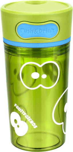 Fruitfriends Push & Drink Drinkbus - 300ml - 18x7cm - Drinkfles kinderen - Kunststof - Limoen Groen
