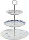 Fruitschaal DKD Home Decor 27 x 27 x 34 cm Porselein Blauw Metaal Wit