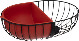 Fruitschaal/fruitmand metaal met inzetbakje zwart/rood 30 x 20 cm - Fruitschalen/fruitmanden - Draadmand van metaal