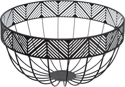 Fruitschaal/fruitmand rond zwart metaal 25 cm - Fruitschalen/fruitmanden - Draadmand van metaal