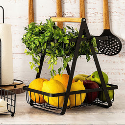 Fruitschaal Quid Ebano Metaal Hout (27 x 17 x 31 cm)