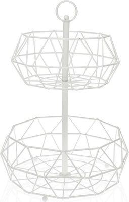 Fruitschaal Versa Grijs Dubbel Staal (31 x 45,5 x 31 cm)