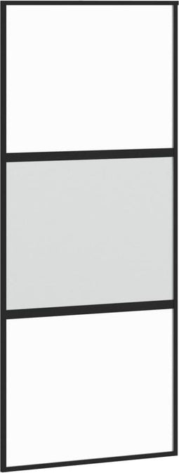 vidaXL - Schuifdeur - 90x205 - cm - gehard - glas - en - aluminium - zwart
