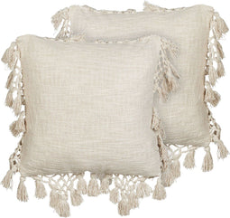 OLEARIA - Sierkussen set van 2 - Beige - 45 x 45 cm - Katoen