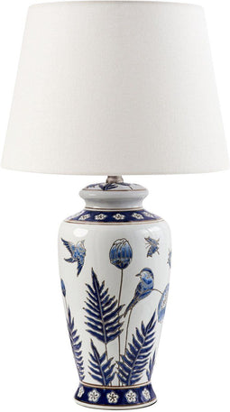 BIJELA - Tafellamp - Wit/Blauw - Porselein/Linnen