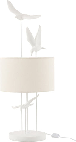 J-Line tafellamp Vogels - polyresin - wit/beige