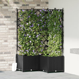 vidaXL - Tuinplanter - met - Trellis - 3 - stuks - Zwart - 80x80x143 - cm