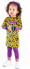 B.Nosy AO panther - Meisjes Jurk - Velours met lange mouwen - Maat 74