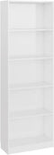 vidaXL - Boekenkast - 5 - schappen - 60x24x175 - cm - bewerkt - hout - hoogglans - wit