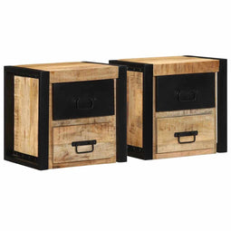 vidaXL - Nachtkastjes - 2 - st - 40x35x40 - cm - massief - ruw - hout - mango