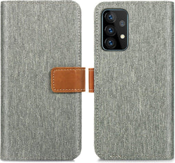 iMoshion Hoesje Geschikt voor Samsung Galaxy A52 (4G) / A52s / A52 (5G) Hoesje Met Pasjeshouder - iMoshion Luxe Canvas Bookcase - Grijs