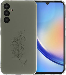 imoshion Hoesje Geschikt voor Samsung Galaxy A34 (5G) Hoesje Siliconen - imoshion Design hoesje - Meerkleurig / Floral Green