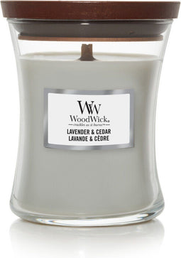 WoodWick Hourglass Medium Geurkaars - Lavender & Cedar - 60 branduren
