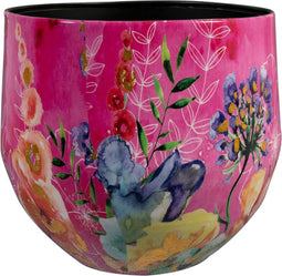 TS Collection - Bloempot Fiesta fuchsia - 28x25 - Metaal & Epoxy - Exclusieve woonitems voor binnen - Handgemaakt - Unieke print - Designed by Lammie