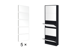Feel Furniture - Schoenenkast met spiegel - 5 Laden - Zwart (2 stuks)