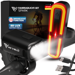 MiVelo Mv-spark - Fietslamp set - StVZO - USB C oplaadbaar - IPX5 waterdicht (set van 2)