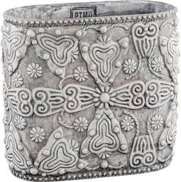 PTMD Memoir grijze cement pot ovaal baroque maat in cm: 40 x 20 x 36