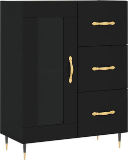 vidaXL - Dressoir - 69,5x34x90 - cm - bewerkt - hout - zwart