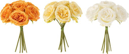 J-Line boeket Rozen 7 Stuks - kunststof - wit/geel/oranje - 3 stuks