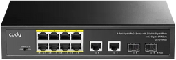 Cudy GS1010PS2 - Unmanaged Gigabit Ethernet Switch - 8x PoE 120W - Zwart