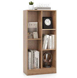 Coast Boekenkast 50x24x104 cm – 5 Vakken Staand Opbergrek Natuurlijk – Houten Kubusrek voor Woonkame