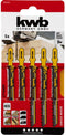 Kwb 620425 - Decoupeerzaagbladen HCS - 5 stuks voor snelle rechte en haakse sneden (5 stuks)