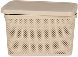 Opbergbak Met Deksel Beige Plastic 19 L 28 X 22 X 39 Cm (12 Stuks)