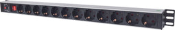 Intellinet 714044 - 19 inch Stekkerdoos - 12 Geaarde contactdozen - Zwart