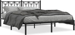 vidaXL - Bedframe - met - hoofdbord - metaal - zwart - 150x200 - cm