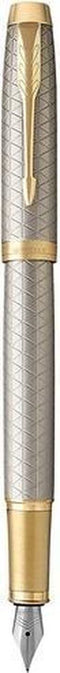 Parker IM vulpen | Premium Warm Zilver | Medium penpunt met blauwe inkt navulling | Geschenkdoos