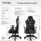 tectake® Tartaros - Gamingstoel - Massagefunctie LED-verlichting - Zwart