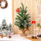 Coast Mini Kunstkerstboom - Tafelmodel - 50 cm - Cementen standaard met linnen doek - Groen met wit