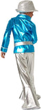 dressforfun Disco Boy 140 - verkleedkostuum - glanzend blauw en zilver (9-10j)