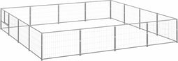 vidaXL - Hondenkennel - 16 - m² - staal - zilverkleurig