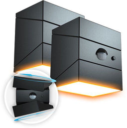 FlinQ Solar TwistCube 2-pack - Transformeerbaar in 4 vormen - Solar Wandlamp Buiten - Buitenlamp op