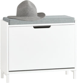 SoBuy FSR151-K-W - Schoenenbank - Opbergruimte met Kussen - Wit