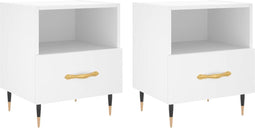 vidaXL - Nachtkastjes - 2 - st - 40x35x47,5 - cm - bewerkt - hout - wit