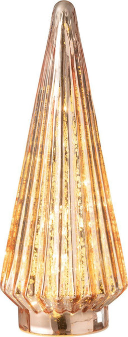 J-Line decoratie kerstboom - glas - roze - large - LED lichtjes