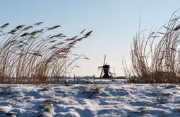 Customize it - Tuinschilderij molen sneeuw 130x70