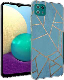 iMoshion Hoesje Geschikt voor Samsung Galaxy A22 (5G) Hoesje Siliconen - iMoshion Design hoesje - Blauw / Meerkleurig / Goud / Blue Graphic