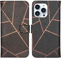 iMoshion Hoesje Geschikt voor iPhone 13 Pro Hoesje Met Pasjeshouder - iMoshion Design Softcase Bookcase - Zwart / Black Graphic