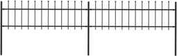 vidaXL - Tuinhek - met - speren - bovenkant - 3,4x0,6 - m - staal - zwart