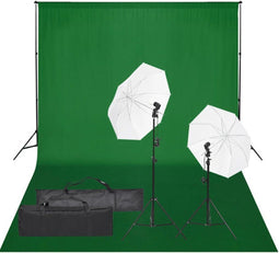 vidaXL - Fotostudioset - met - verlichtingsset - en - achtergrond