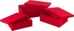 J-Line doos Rechthoekig - fluweel/papier - rood - 3 stuks