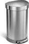 Simplehuman Semi Round Prullenbak - 45 l - RVS - Zilver