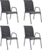 vidaXL - Tuinstoelen - 4 - st - stapelbaar - staal - en - textileen - antracietkleurig